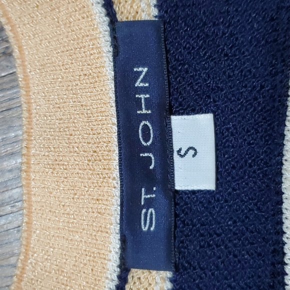 St John knit peach navy striped tank top sweater euc - Picture 5 of 7